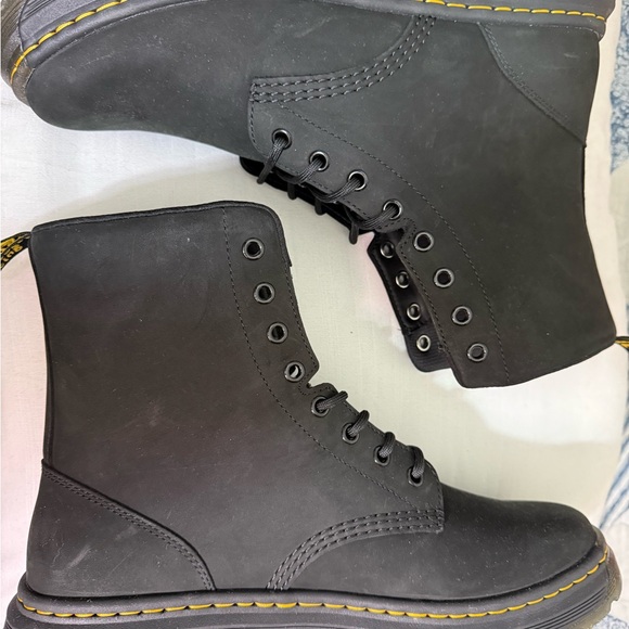 Dr. Martens Black Lace-Up Boots with Yellow Stitching